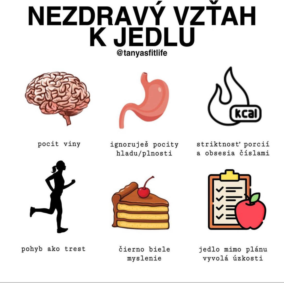 5_infografika_nezdravý vzťah k jedlu zdroj: Tatiana Kyseľová (IG: @tanyasfitlife)