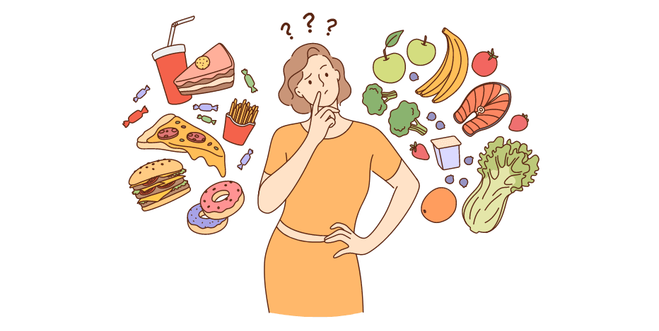 zdravé stravovanie vs. ortorexia ilustrácia